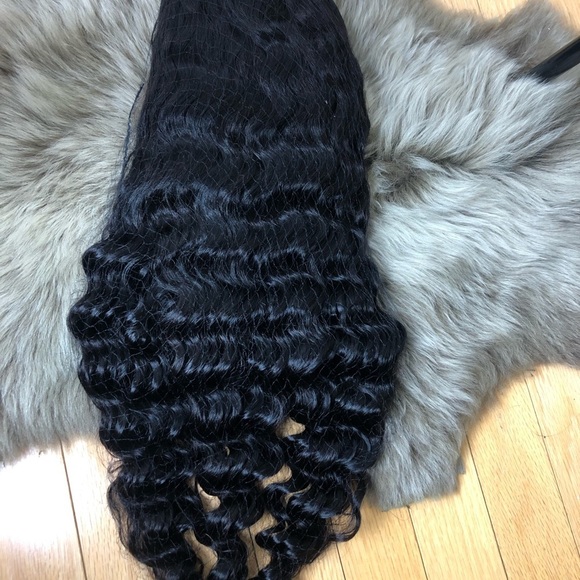 22” 100% HUMAN  BRAZILIAN DEEP WAVE  LACEFRONT WIG